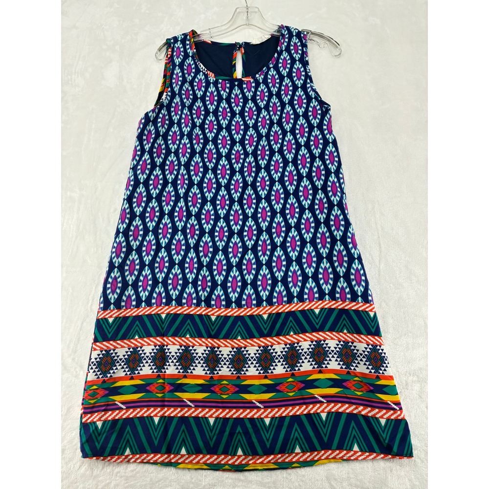 Peach Love California Dress Womens‎ Medium Multicolor Geometric Tribal Print